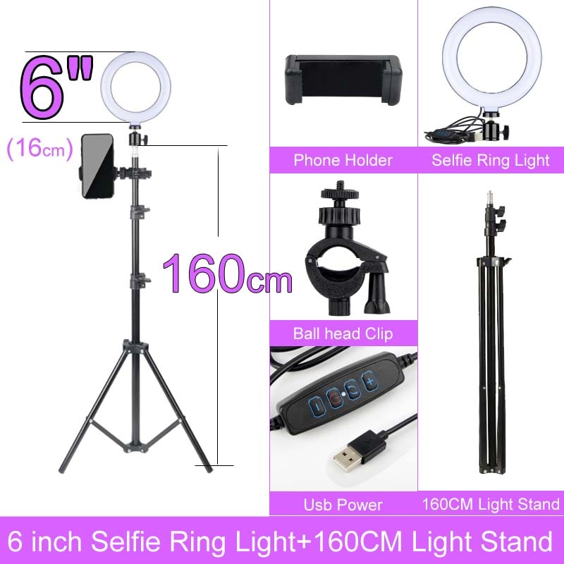 Selfie Ringlicht mit Stativ-Ständer 10 12 14 Inch Dimmbare LED Ring Fotografie