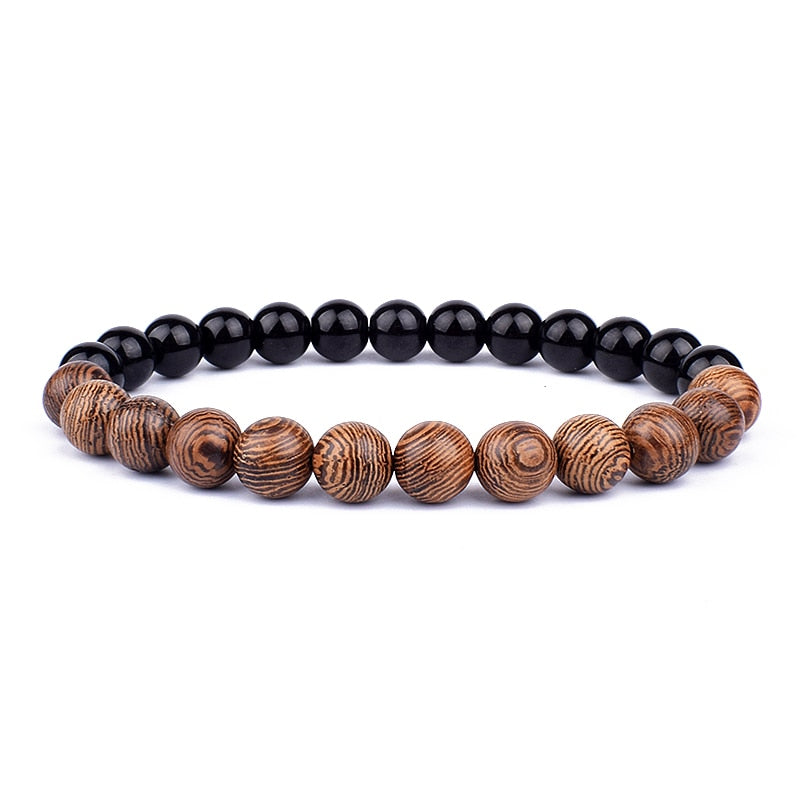 Armband Lava Holz Tibetische Buddha DAMEN HERREN Naturstein Freundschaftsarmband Yoga