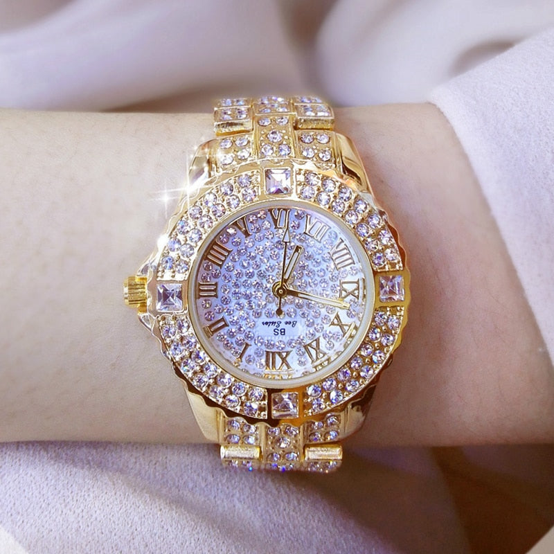 Damen Armband Uhr Mode Fashion Strass Luxus Chronograph Business Schmuck