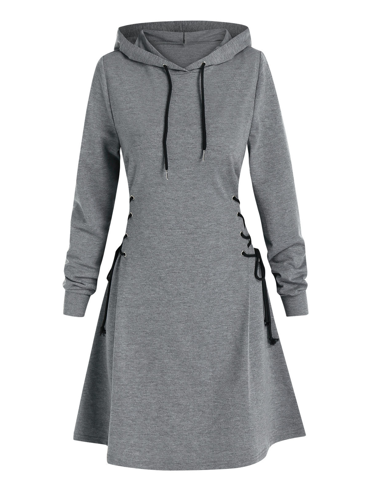 Frauen Langarm Minikleid Kapuzenpullover Kleid Hoodie Sweatshirt Sweatkleid