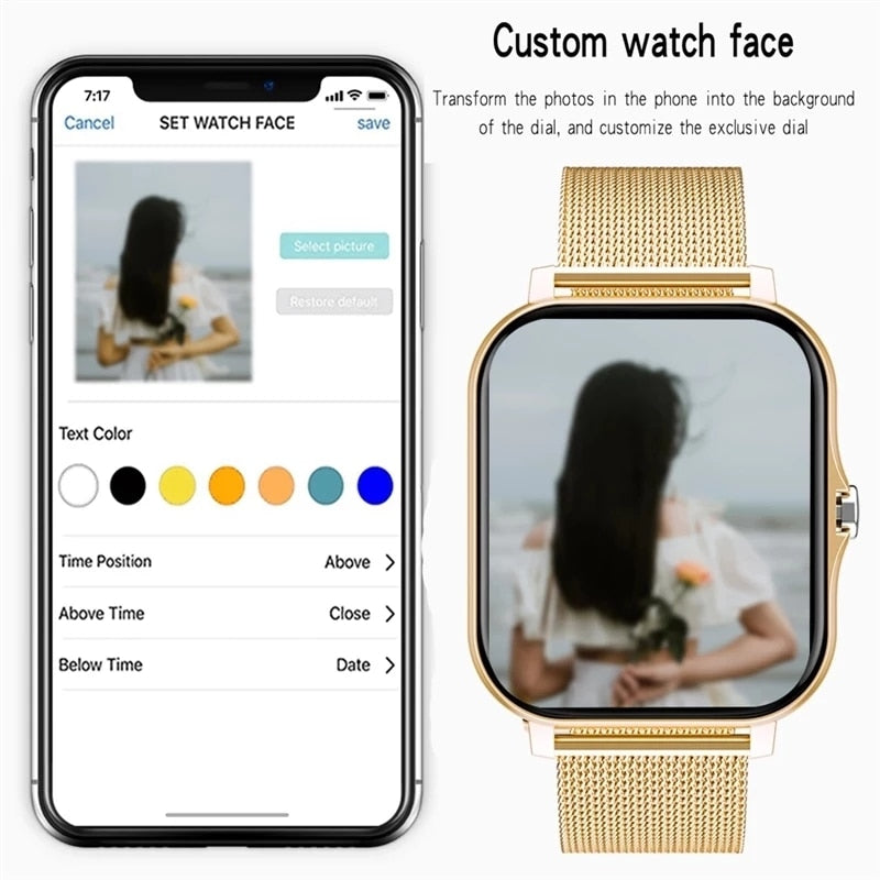 Frauen Smart Watch Männer Farbdisplay Full Touch Fitness Tracker Bluetooth Damen Smartwatch