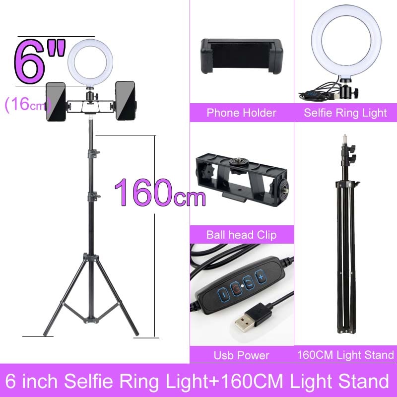 Selfie Ringlicht mit Stativ-Ständer 10 12 14 Inch Dimmbare LED Ring Fotografie