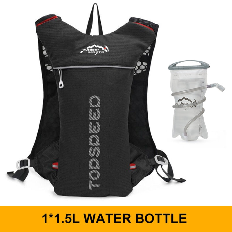 INOXTO trail Ultraleichter Fahrrad Lauf Rucksack mit 5-Liter Trinksystem und Reflektoren