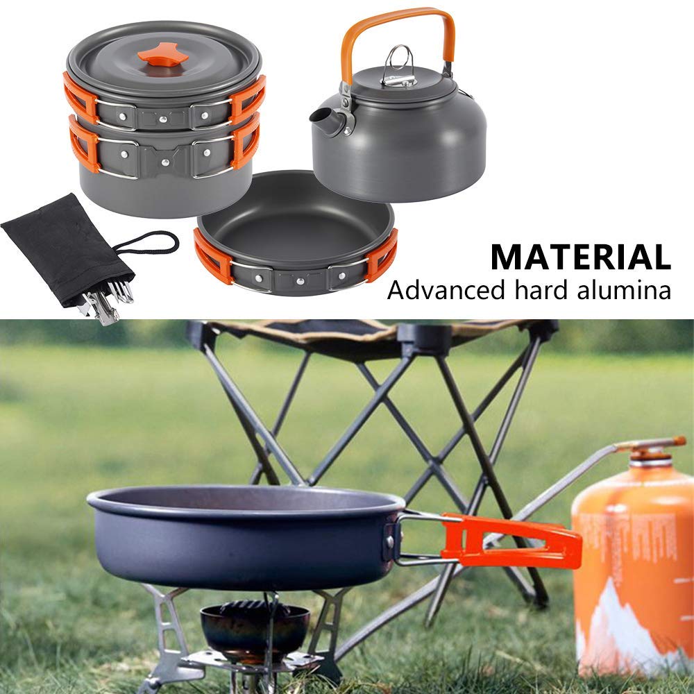 1-3 Person Camping Kochgeschirr Kochtopf Outdoor-Töpfe Bratpfanne Kettle Kit