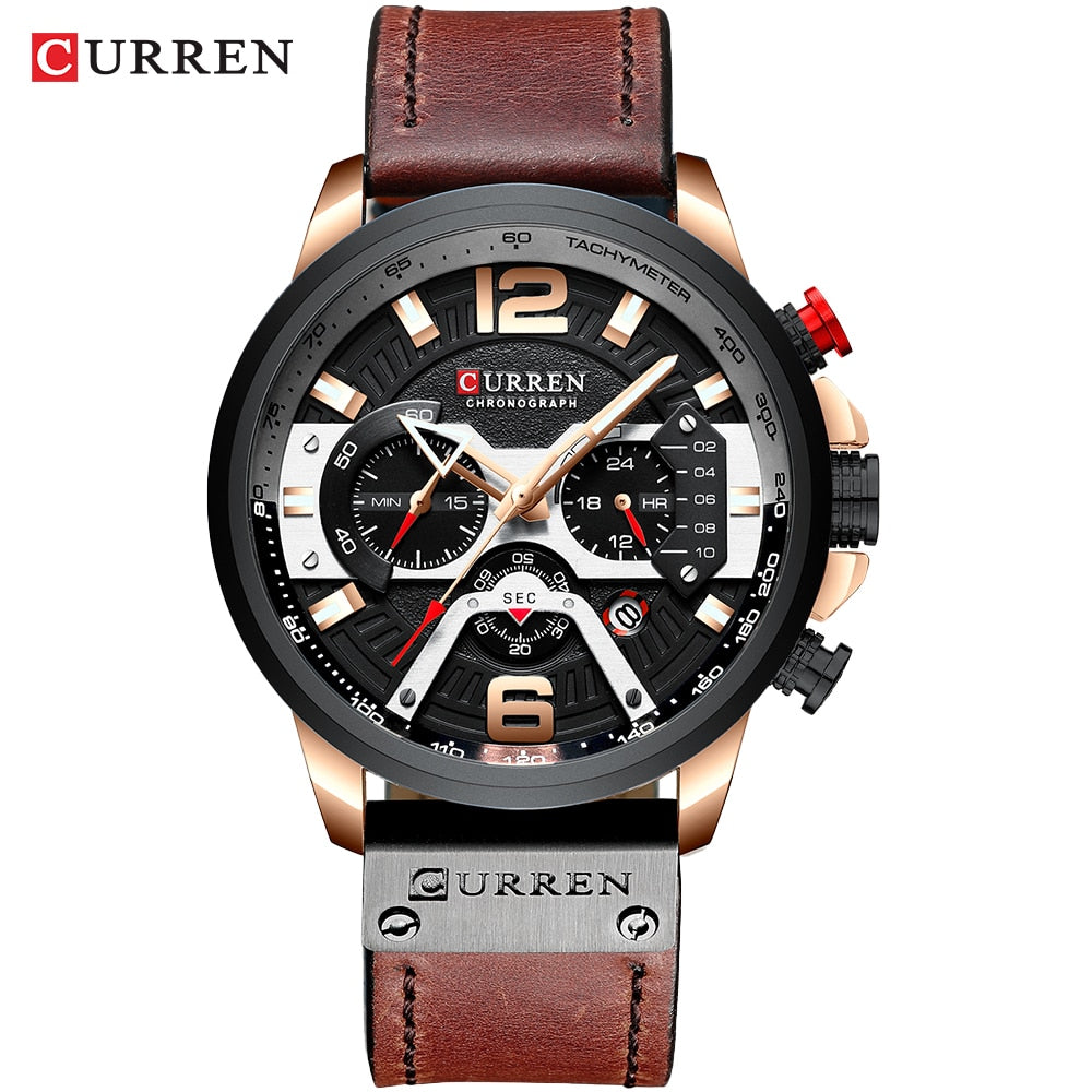 Herren Armbanduhr Silber Schwarz Edelstahl Fashion Luxus Chronograph  Business