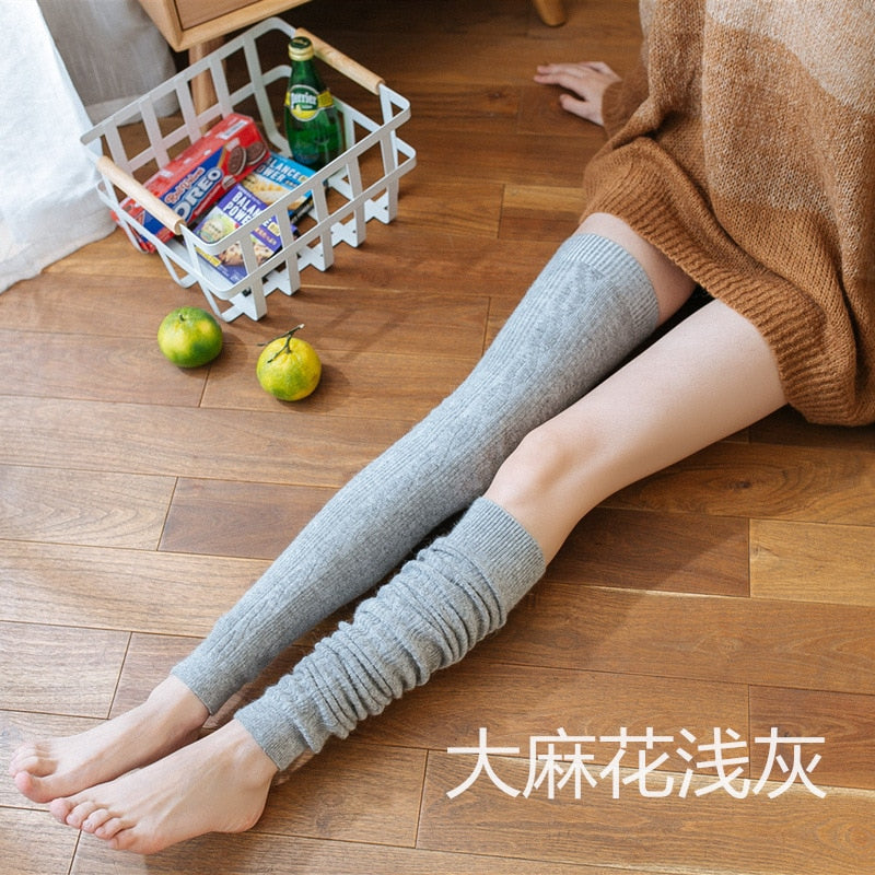 Damen Lange Socken Beinwärmer Stulpen Beinlinge Häkeln Kniestrümpfe Overknees