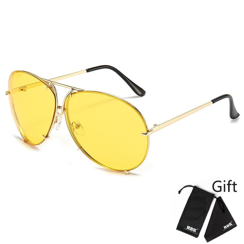 Designer Übergroße Pilot Sonnenbrille Polarisierte Damen Rund Spiegel Gläser