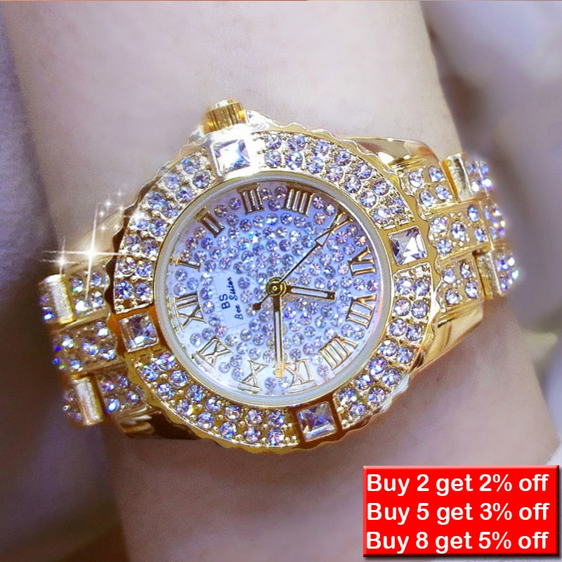 Damen Armband Uhr Mode Fashion Strass Luxus Chronograph Business Schmuck