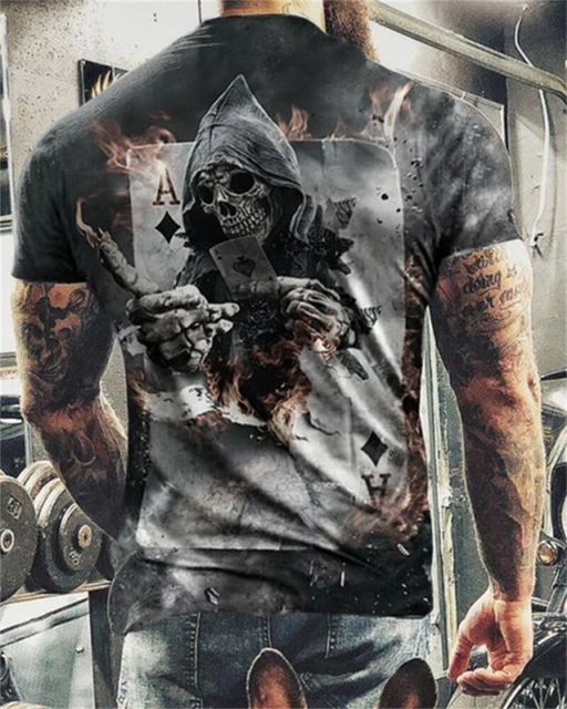 Fashion Herren Horror Skull 3D T-Shirt Rundhals Unisex Sommer Streetwear