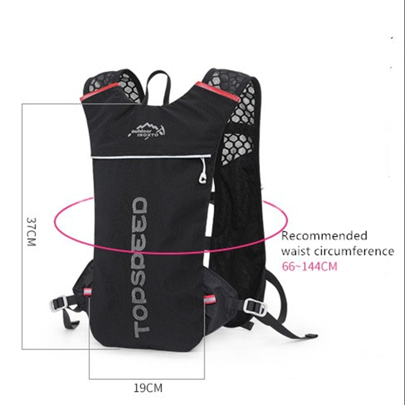 INOXTO trail Ultraleichter Fahrrad Lauf Rucksack mit 5-Liter Trinksystem und Reflektoren