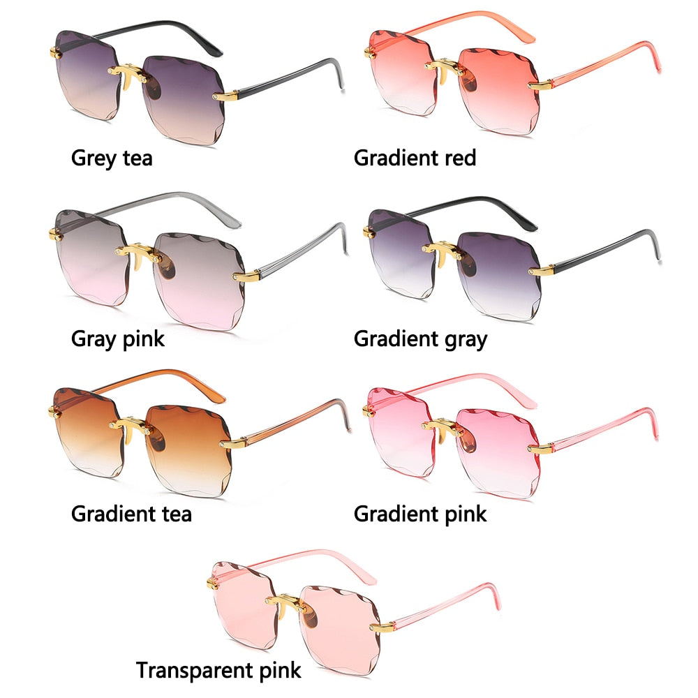 Damen Herren Randlose Sonnenbrille Luxus Shades UV400 Brillen Sonnenbrillen Neu