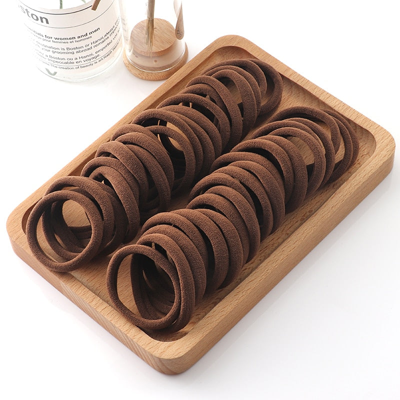 Haargummi Haarband Damen Haar Gummi 50 Stück Schwarz Bunt Zopfgummi Zopf