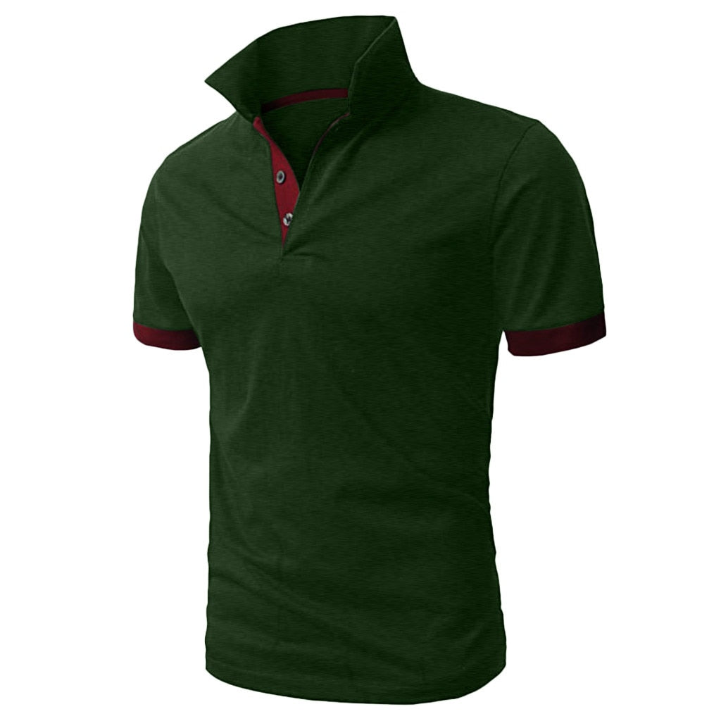 Herren Poloshirt Kontrast Kragen Polo Kurzarm Slim Fit Hemd Polohemd T-Shirt NEU