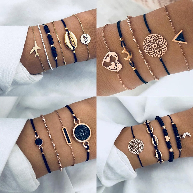 SET Armband Damen  Freundschaftsarmband Yoga Bettelarmbänder Makramee