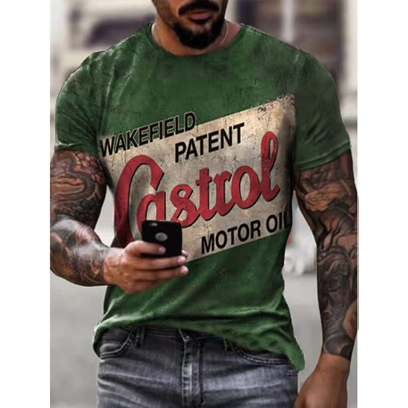 Herren Fashion Vintage 3D T-Shirt Rundhals Unisex Sommer Streetwear