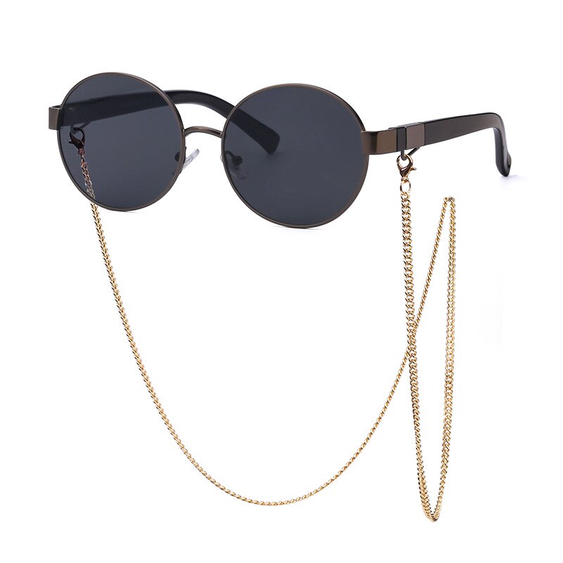 SHAUNA Runde Damen Luxus Sonnenbrille Fashion Metallkette Farbverlauf UV400