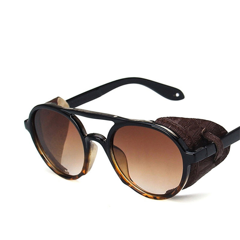 LeonLion Luxus Schwarz Matt Rund Herren Sonnenbrille Markenbrille Retro