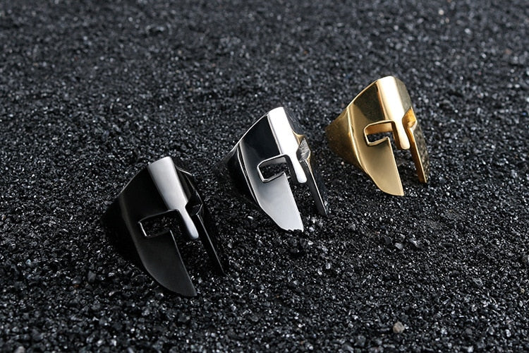 Edelstahl Ring Krieger Helm Sparta Maske Gladiator Troja 300 Biker