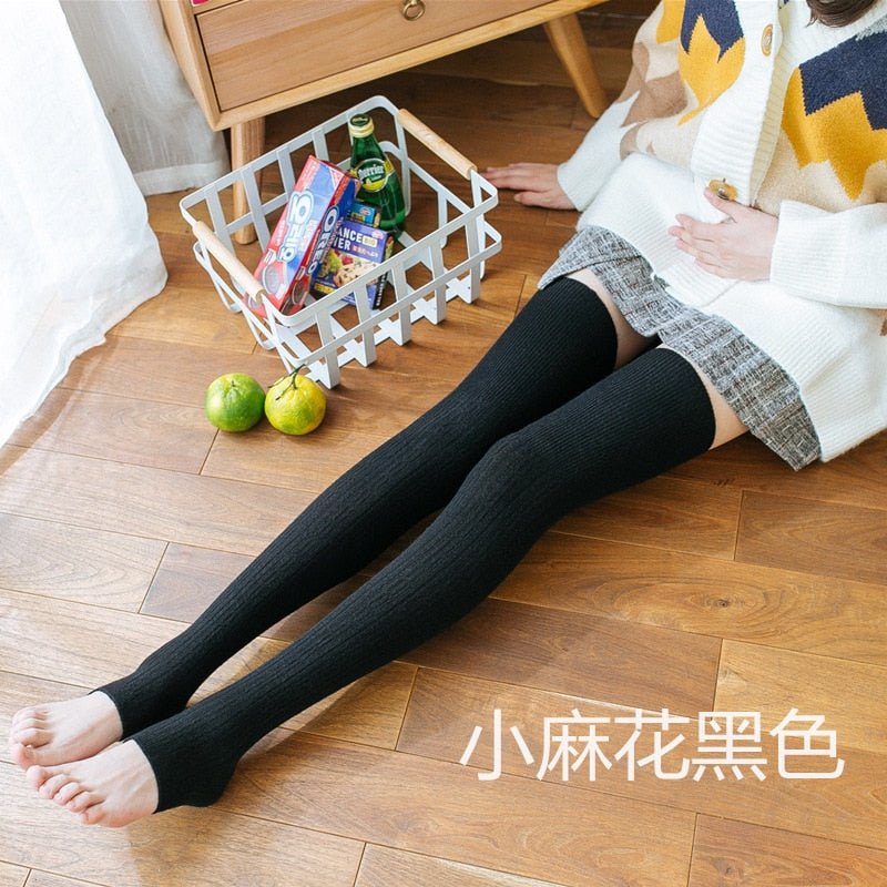 Damen Lange Socken Beinwärmer Stulpen Beinlinge Häkeln Kniestrümpfe Overknees
