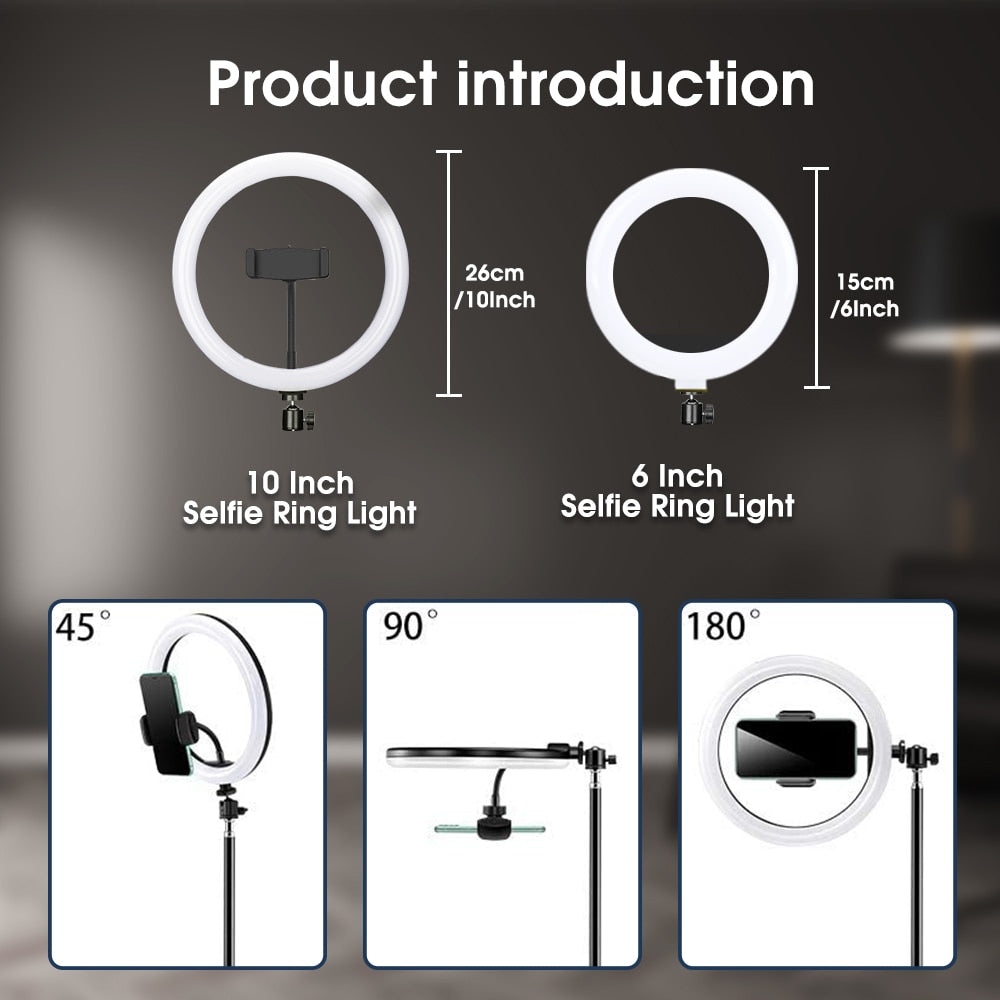 Selfie Ringlicht mit Stativ-Ständer 6 Zoll LED Ring Fotografie