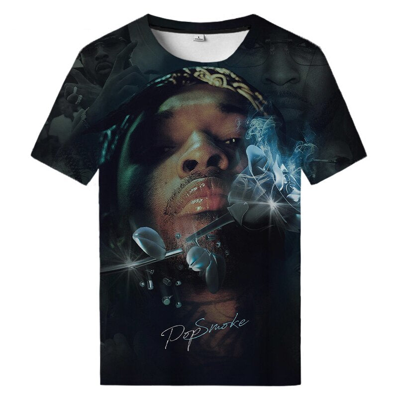 Herren Rapper Pop Smoke 3D T-Shirt Rundhals Unisex Sommer Streetwear