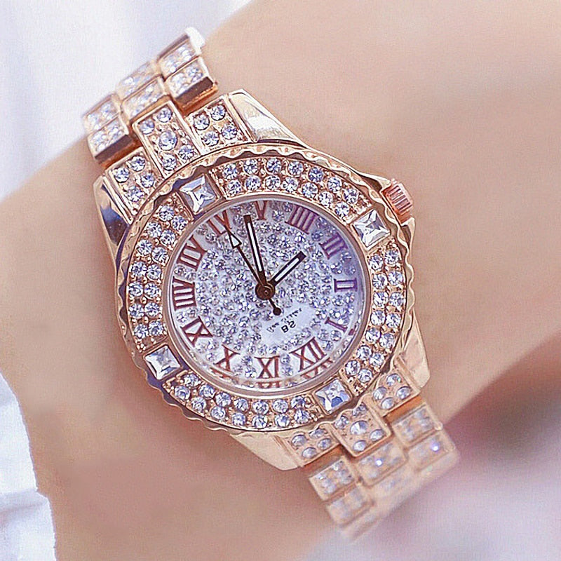 Damen Armband Uhr Mode Fashion Strass Luxus Chronograph Business Schmuck