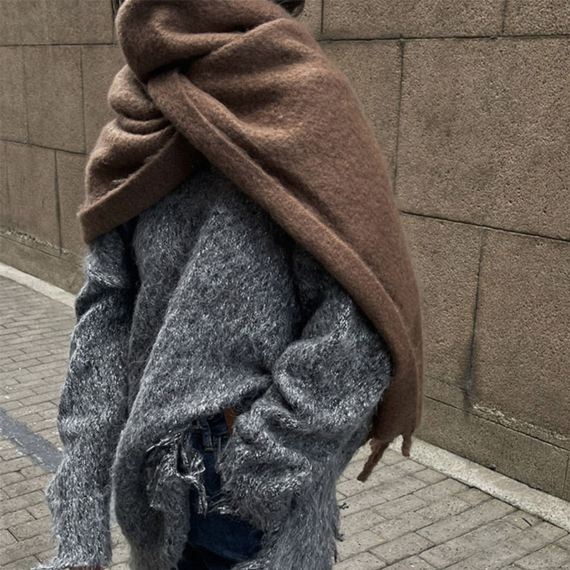 XXL Damen Winterschal Viskose Stola Schlauchschal  Halstuch Strickschal Loop NEU