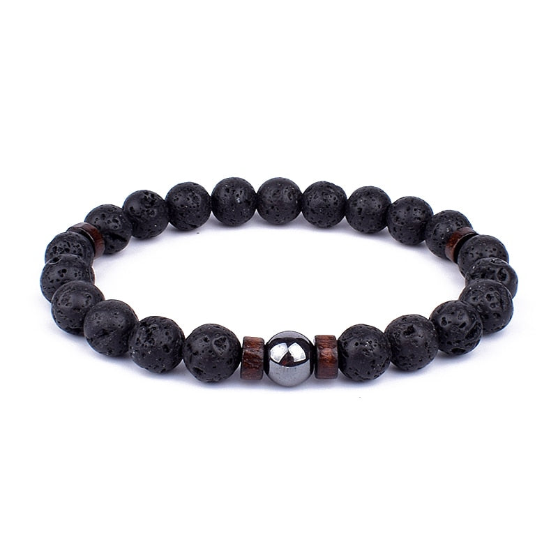Armband Lava Holz Tibetische Buddha DAMEN HERREN Naturstein Freundschaftsarmband Yoga
