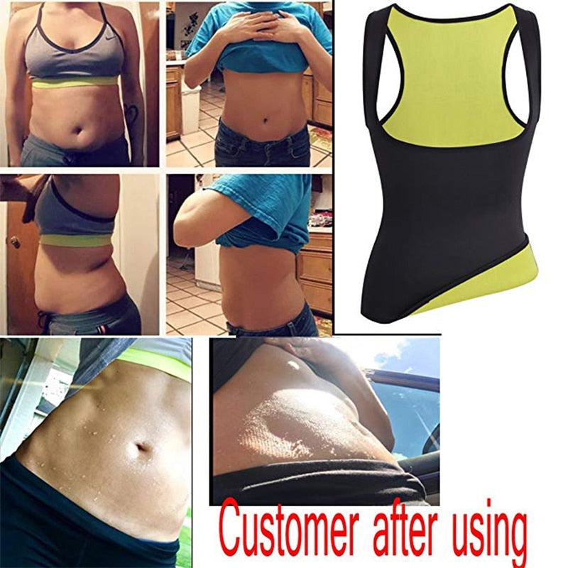 Damen Sauna Weste Abnehmen Schwitz Sport Shirt Polymer Taillentrainer Mieder