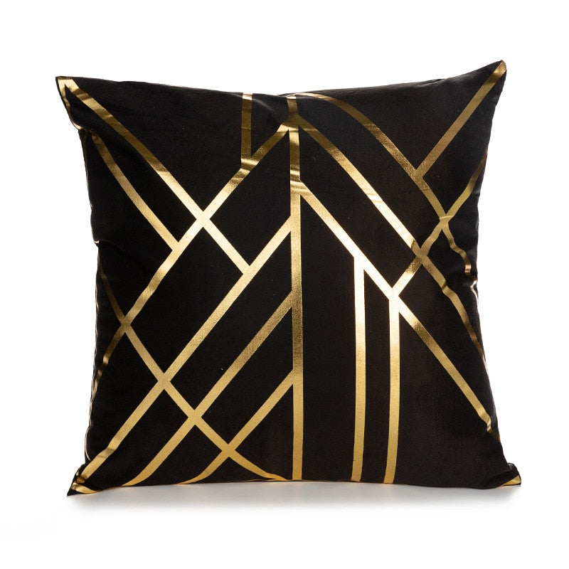Kissenbezug Goldfolie bedruckt schwarz - gold seidig superweich 45cm x45cm NEU