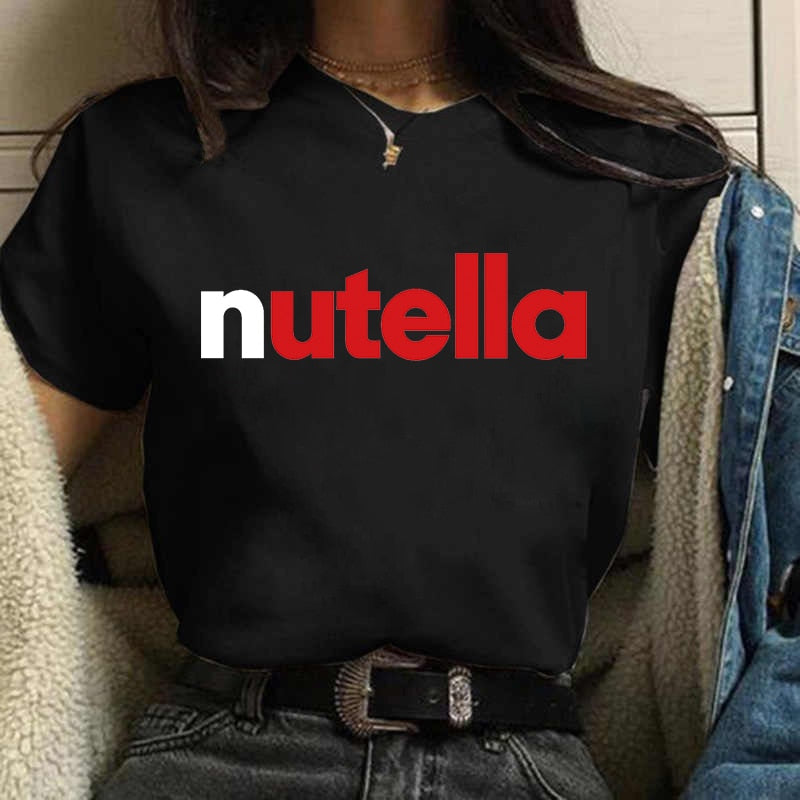 Damen Sommer Top 3D Nutella T-Shirt Rundhals Streetwear lockeres Damentop
