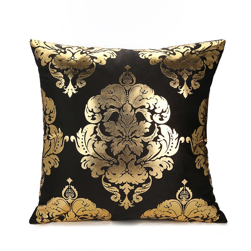 Kissenbezug Goldfolie bedruckt schwarz - gold seidig superweich 45cm x45cm NEU