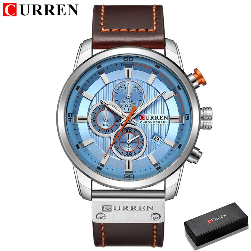 Herren Armbanduhr Silber Schwarz Edelstahl Fashion Luxus Chronograph  Business
