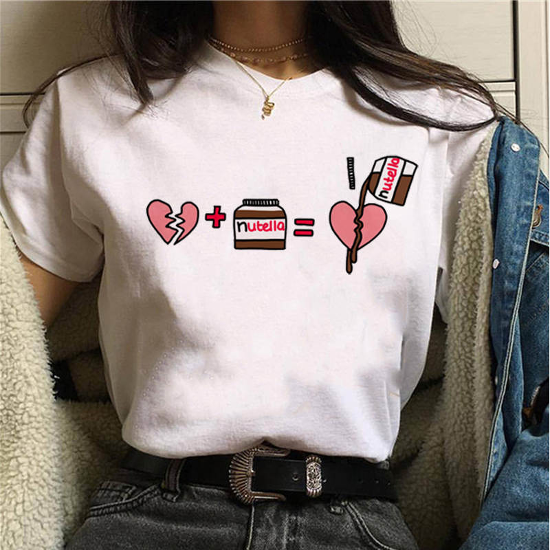 Damen Sommer Top 3D Nutella T-Shirt Rundhals Streetwear lockeres Damentop