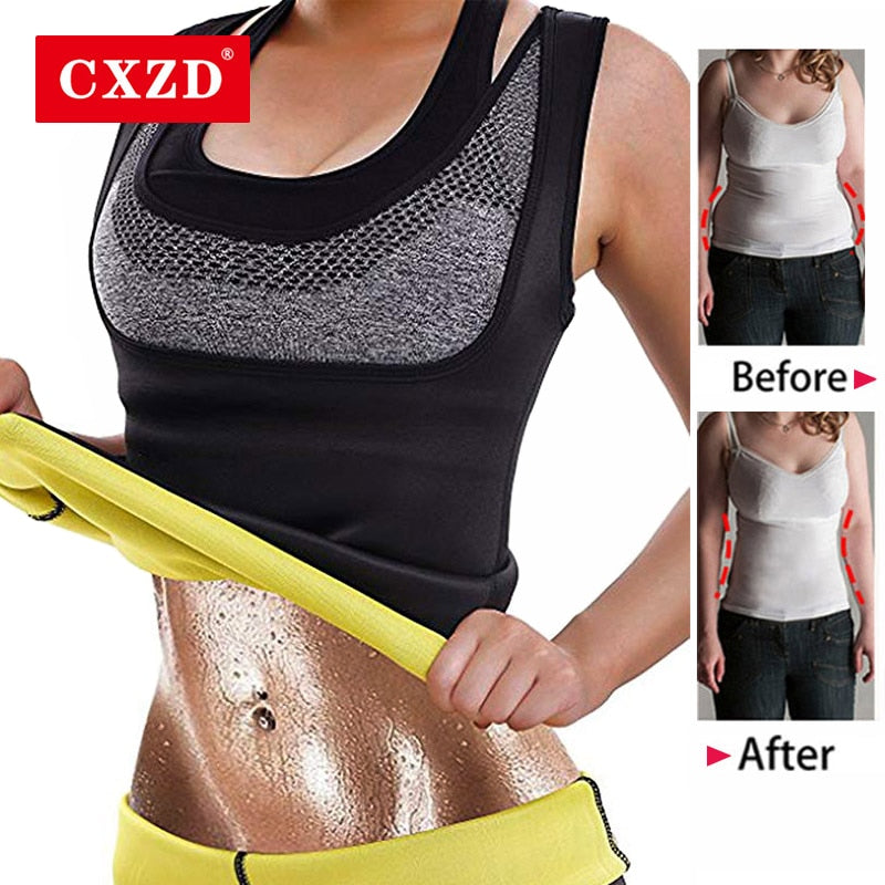 Damen Sauna Weste Abnehmen Schwitz Sport Shirt Polymer Taillentrainer Mieder