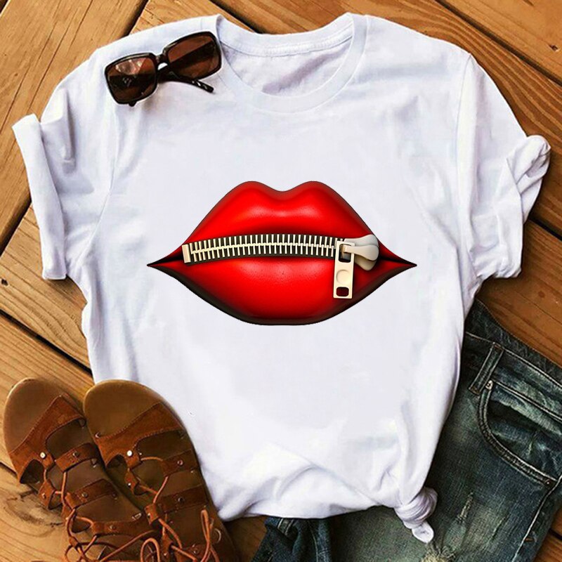 Damen Sommer Top 3D Leopard Kiss T-Shirt Rundhals Streetwear Damentop