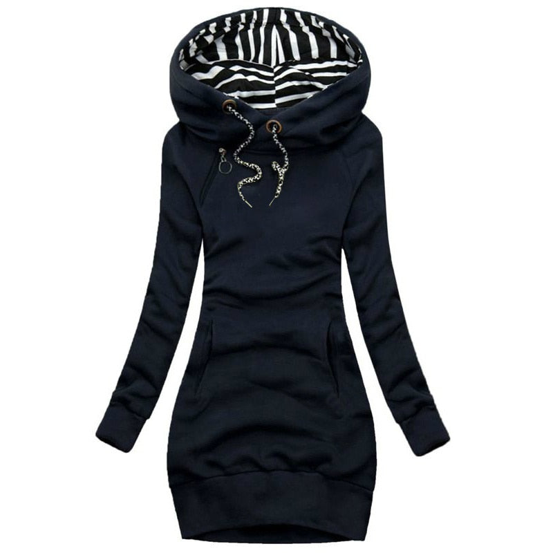 Kapuzenpullover Sweatshirt Pulloverkleid Hoodie Pulli Tunika Damen BOLF Lang