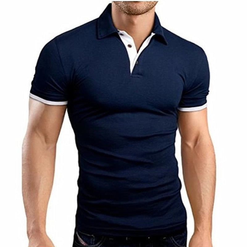 Männer Poloshirt Kontrast Kragen Polo Kurzarm Slim Fit Hemd Polohemd T-Shirt NEU