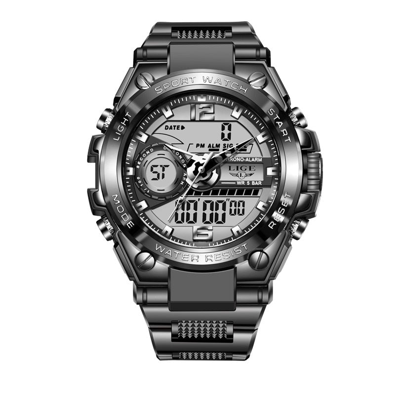 Orologio Uomo Quarzo Acciaio Inossidabile Orologio digitale Cronografo sportivo