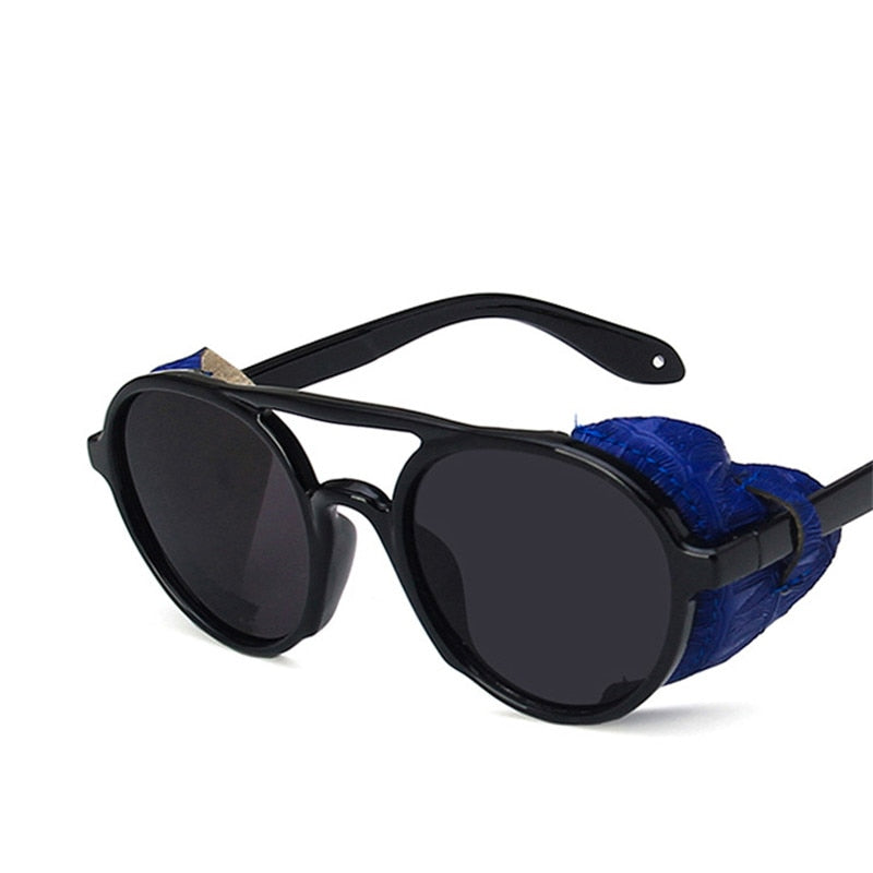 LeonLion Luxus Schwarz Matt Rund Herren Sonnenbrille Markenbrille Retro