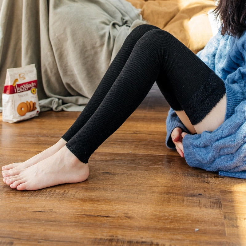 Damen Lange Socken Beinwärmer Stulpen Beinlinge Häkeln Kniestrümpfe Overknees