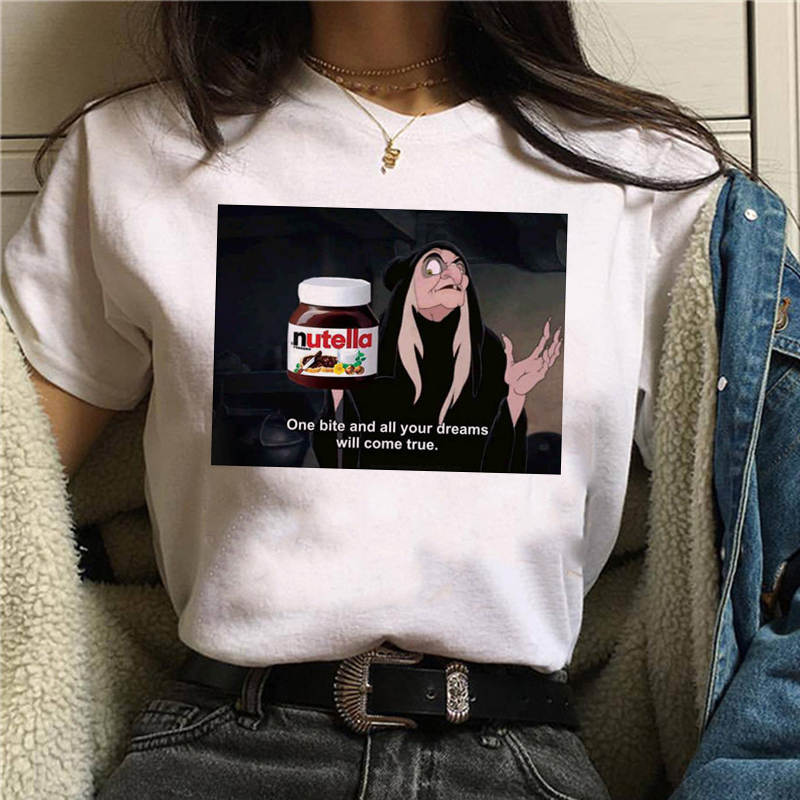 Damen Sommer Top 3D Nutella T-Shirt Rundhals Streetwear lockeres Damentop