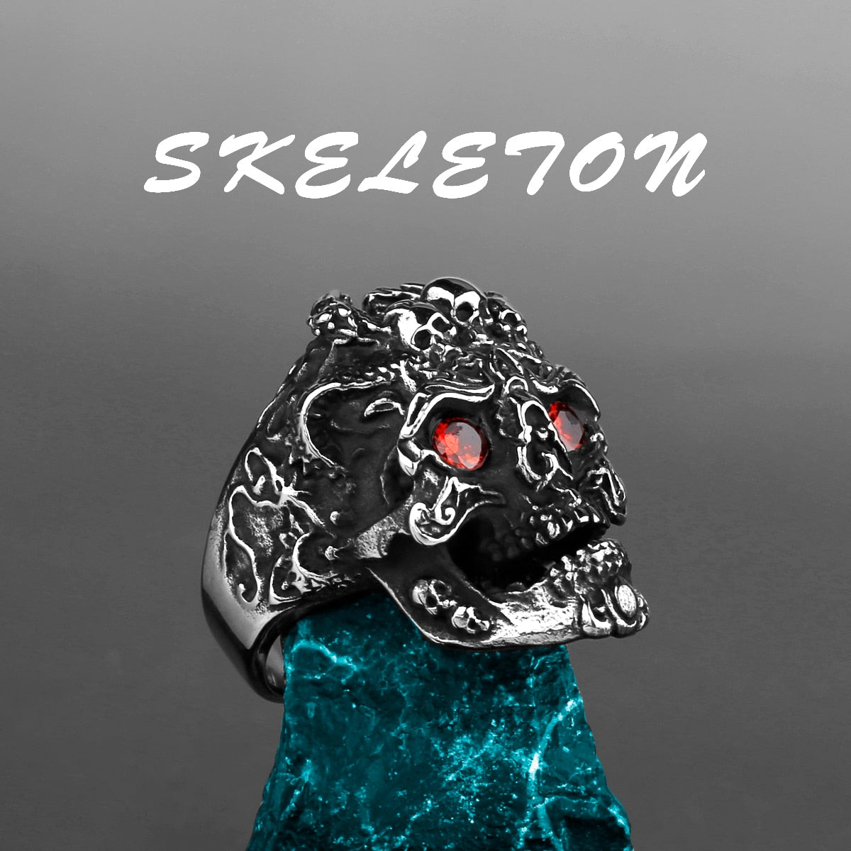 Edelstahl Herren & Damen Biker Rocker Spinning Ring Silber Skull Gothic