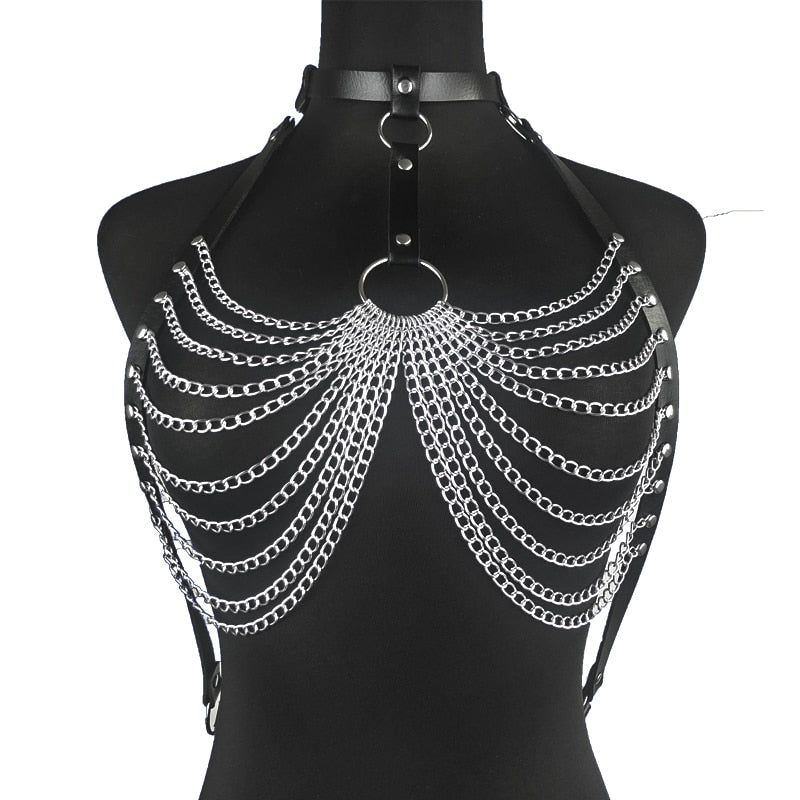 Sexy Harness Kette BH Gürtel Toys Punk Goth Frauen Bdsm Bondage Dessous