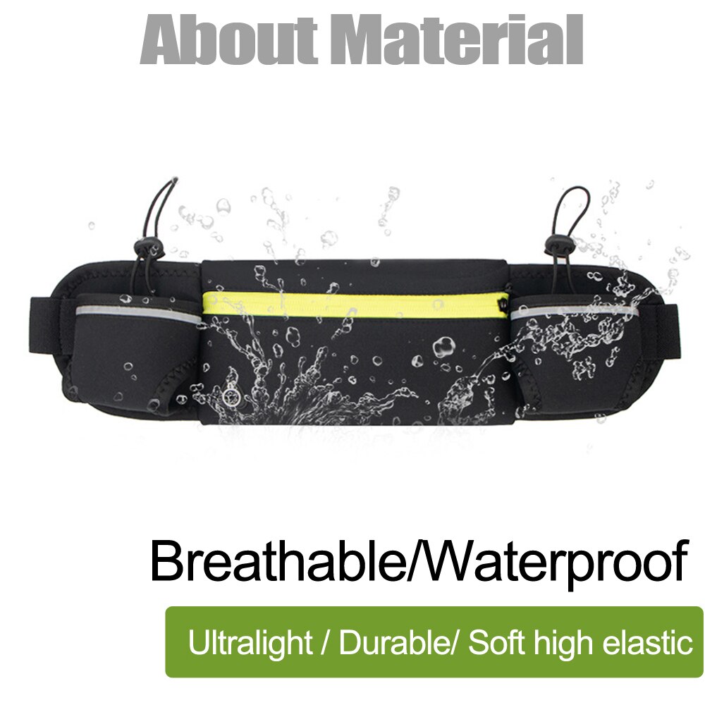 Laufen Gürtel mit 2 Wasserflaschen Taille Pack Reißverschlusstasche Tasche Joggen