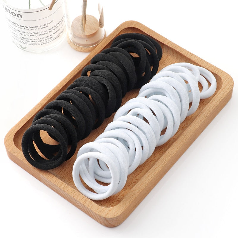 Haargummi Haarband Damen Haar Gummi 50 Stück Schwarz Bunt Zopfgummi Zopf