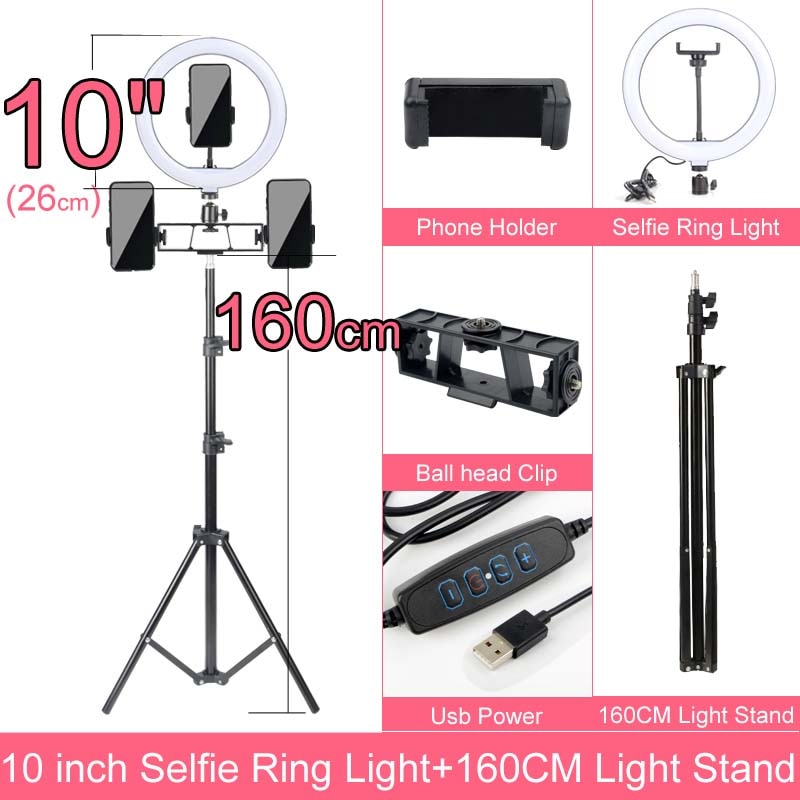 Selfie Ringlicht mit Stativ-Ständer 10 12 14 Inch Dimmbare LED Ring Fotografie