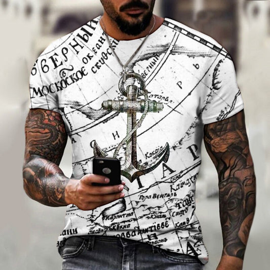 Herren Anker Anchor 3D T-Shirt Rundhals Unisex Sommer Streetwear Men
