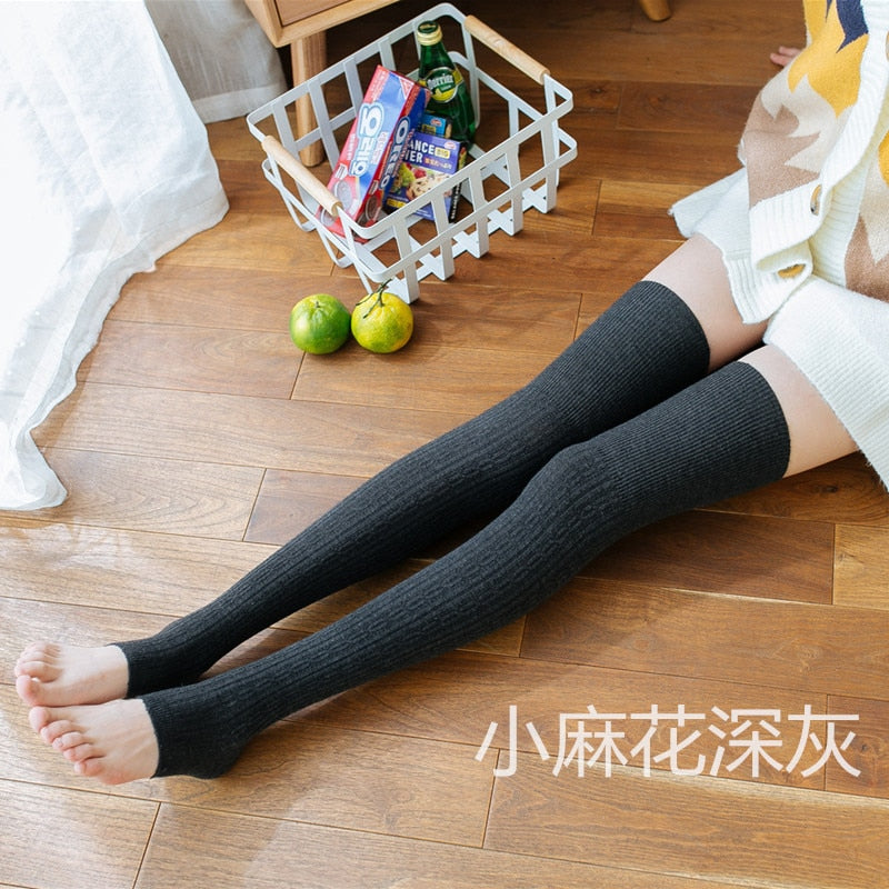 Damen Lange Socken Beinwärmer Stulpen Beinlinge Häkeln Kniestrümpfe Overknees