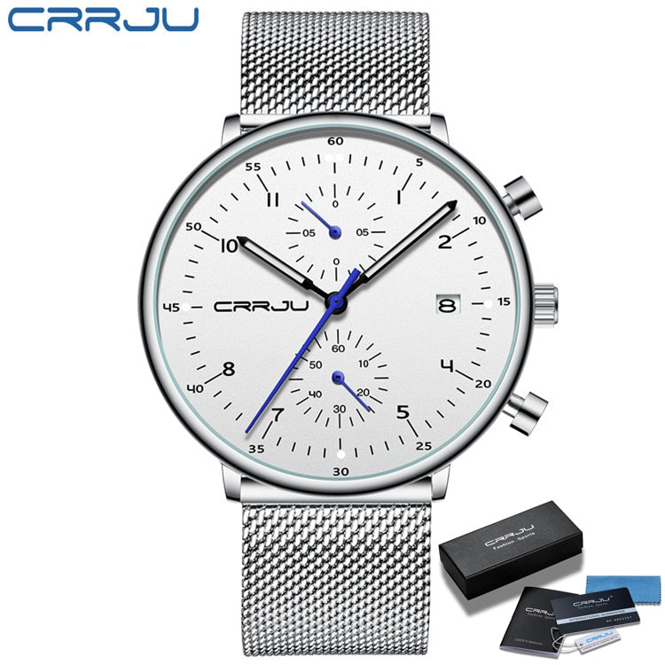 Herren Armbanduhr Silber Edelstahl Fashion Luxus Military Business Uhr